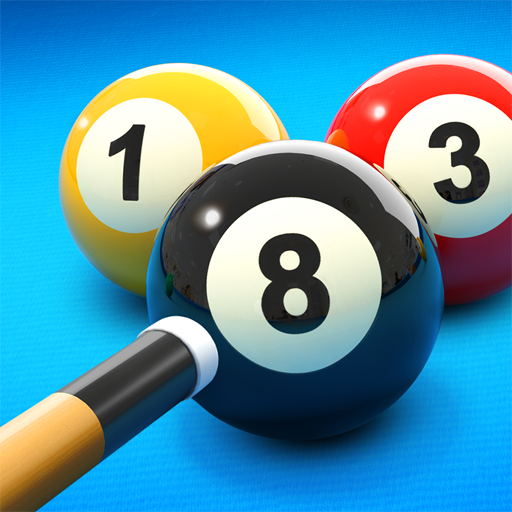 ภาพจากเกม 8 Ball Pool แสดงโต๊ะพูลพร้อมลูกบิลเลียดในมุมมองสมจริง เล่นแบบแข่งกับเพื่อน