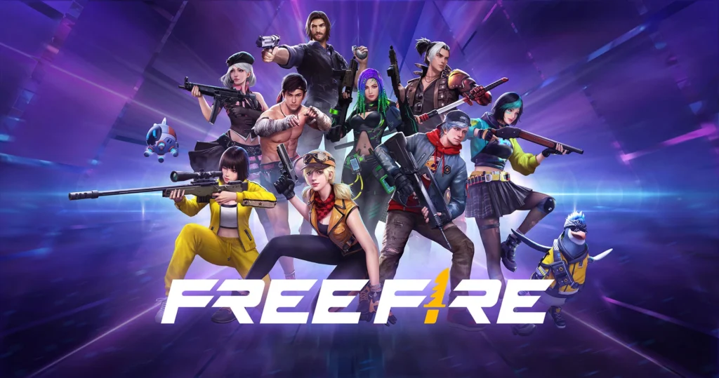 ฉากยิงปืนและผู้เล่นในเกม Free Fire