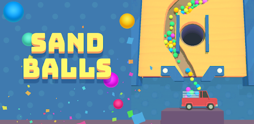 ภาพจากเกม Sand Balls แสดงการเคลื่อนที่ของลูกบอลผ่านเส้นทางทราย