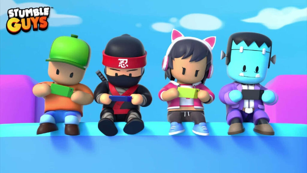ภาพจากเกม Stumble Guys แสดงตัวละครวิ่งแข่งบนฉากสุดป่วน พร้อมเอฟเฟกต์หลุดขำ