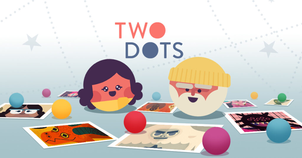 ภาพเกม Two Dots แสดงหน้าจอแบบเรียบง่ายสีสันสดใส